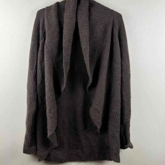 Kinross 100% Cashmere Open Front Lightweight Cardigan  Brown Sweater - Picture 1 of 6
